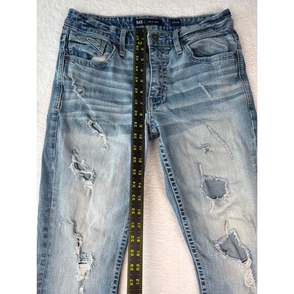 BKE Jake Straight Leg Men Jeans 32x32 Light Wash Distressed Destroyed Denim - Picture 5 of 9
